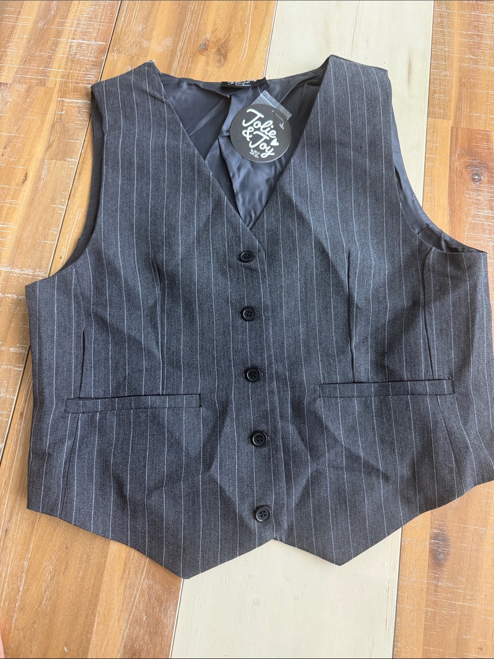 Jolie & Joy Men's Gray Pinstripe Dress Vest